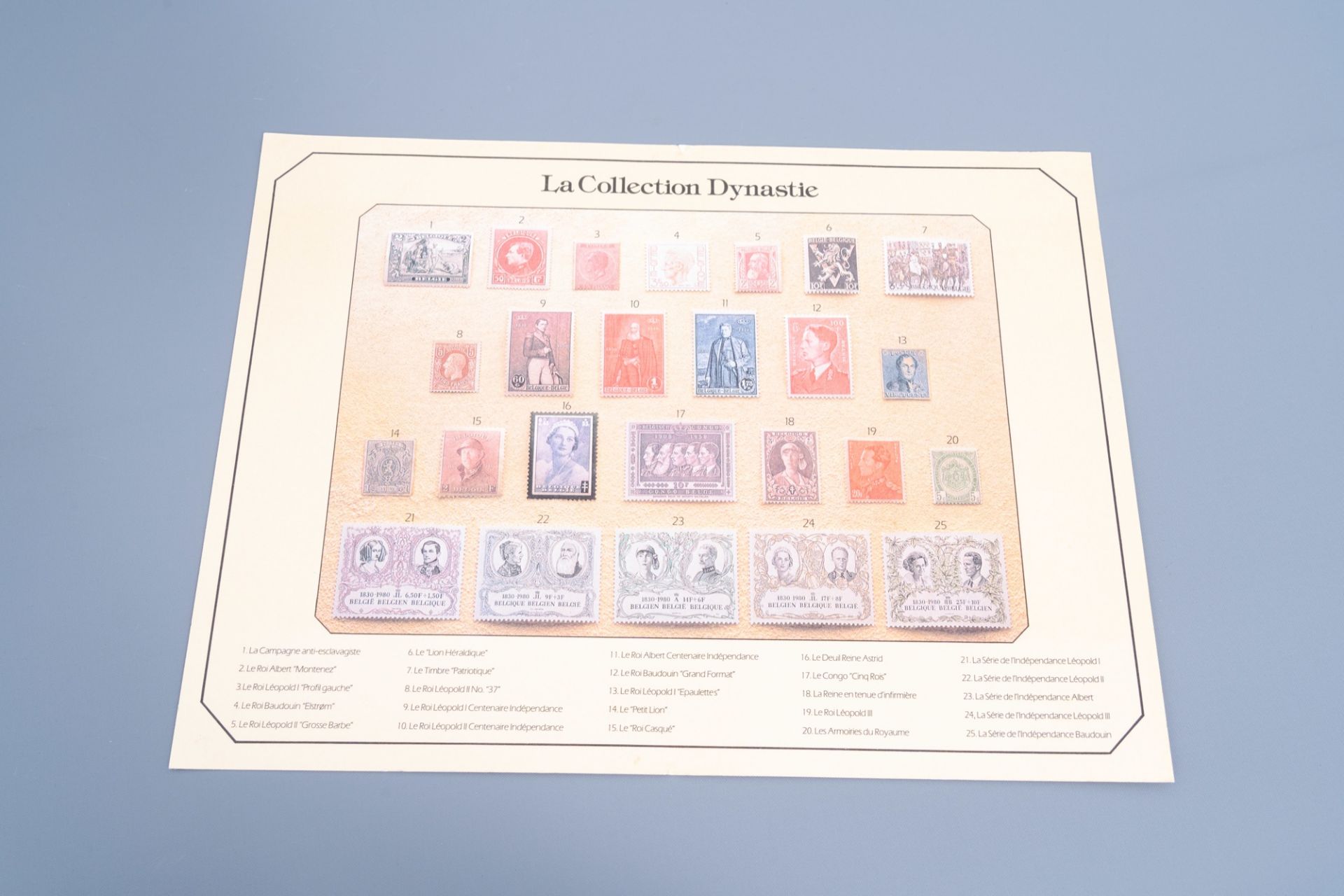 A collection of 25 Belgian silver-gilt stamps with matching case, the 'Dynastie-verzameling', 925/00 - Image 19 of 19