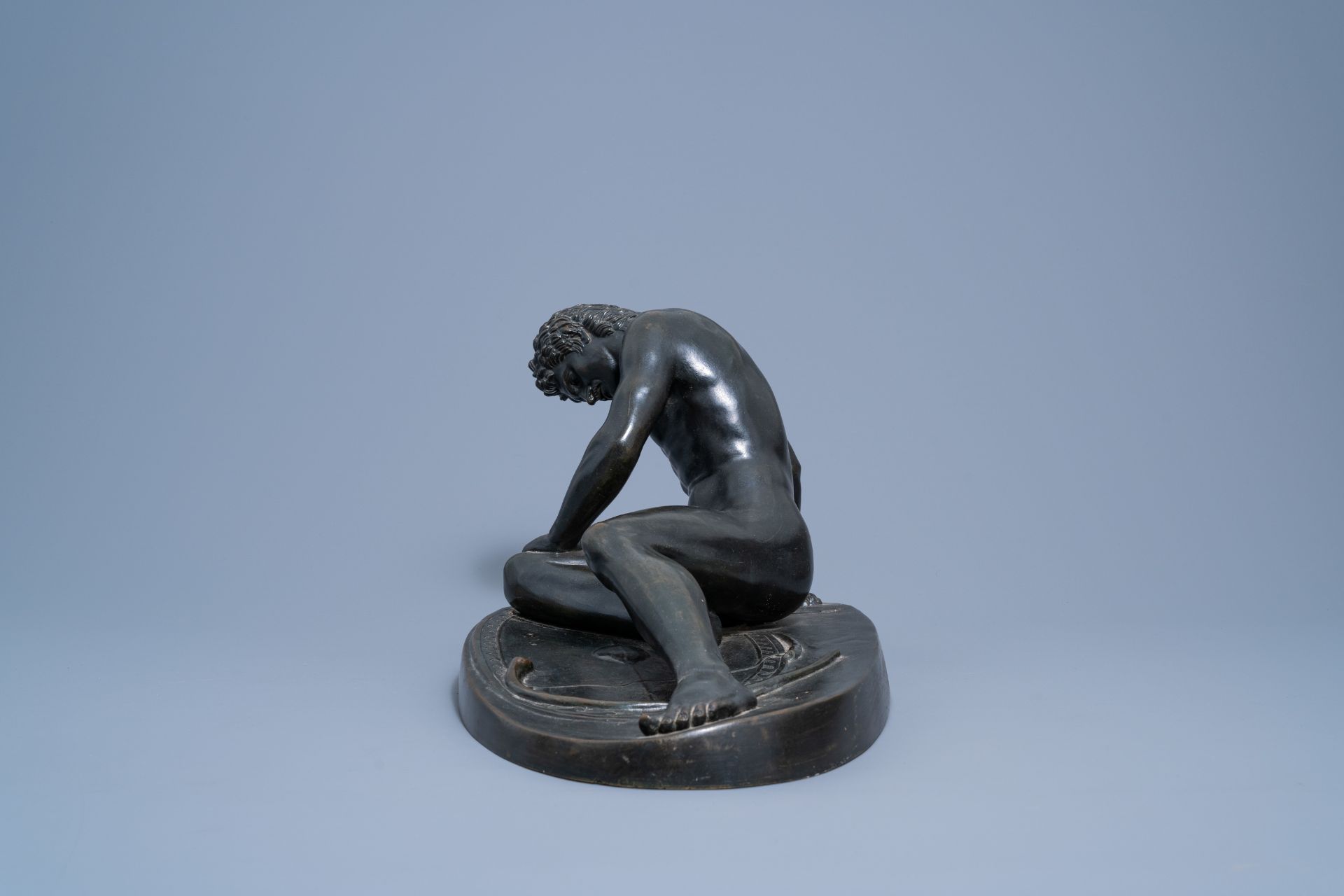 After the antique: The Dying Gaul, patinated bronze on a vert de mer marble base, 19th/20th C. - Image 4 of 11