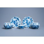 A varied collection of Chinese blue and white porcelain with floral design, Kangxi and 19th C.