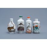 Four various Chinese polychrome enamelled snuff bottles, 19th/20th C.