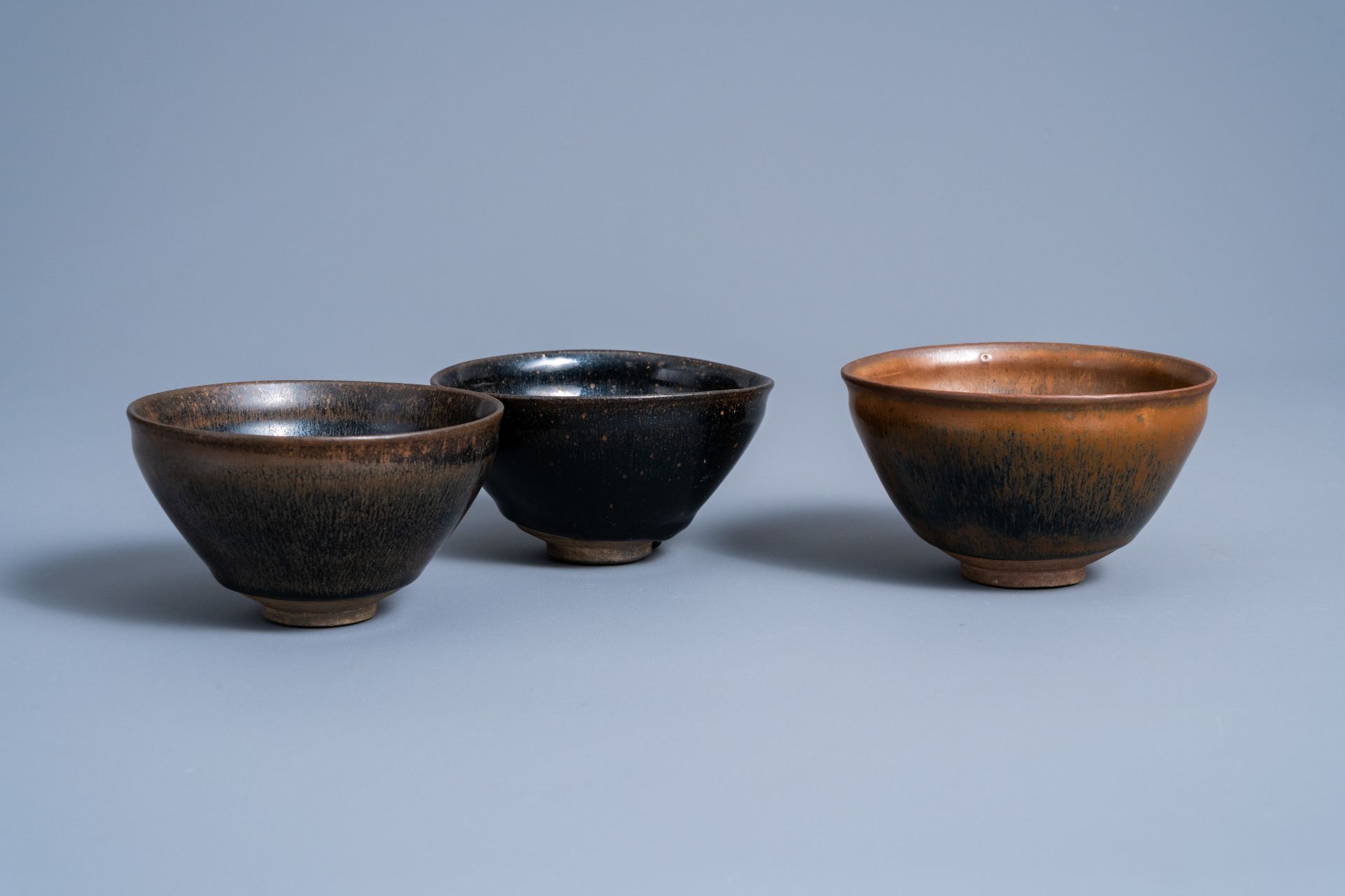 Three Chinese Jian 'hare's fur' tea bowls, Song or later - Image 2 of 8