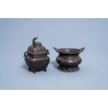 Two Chinese bronze censers, 18th/19th C.