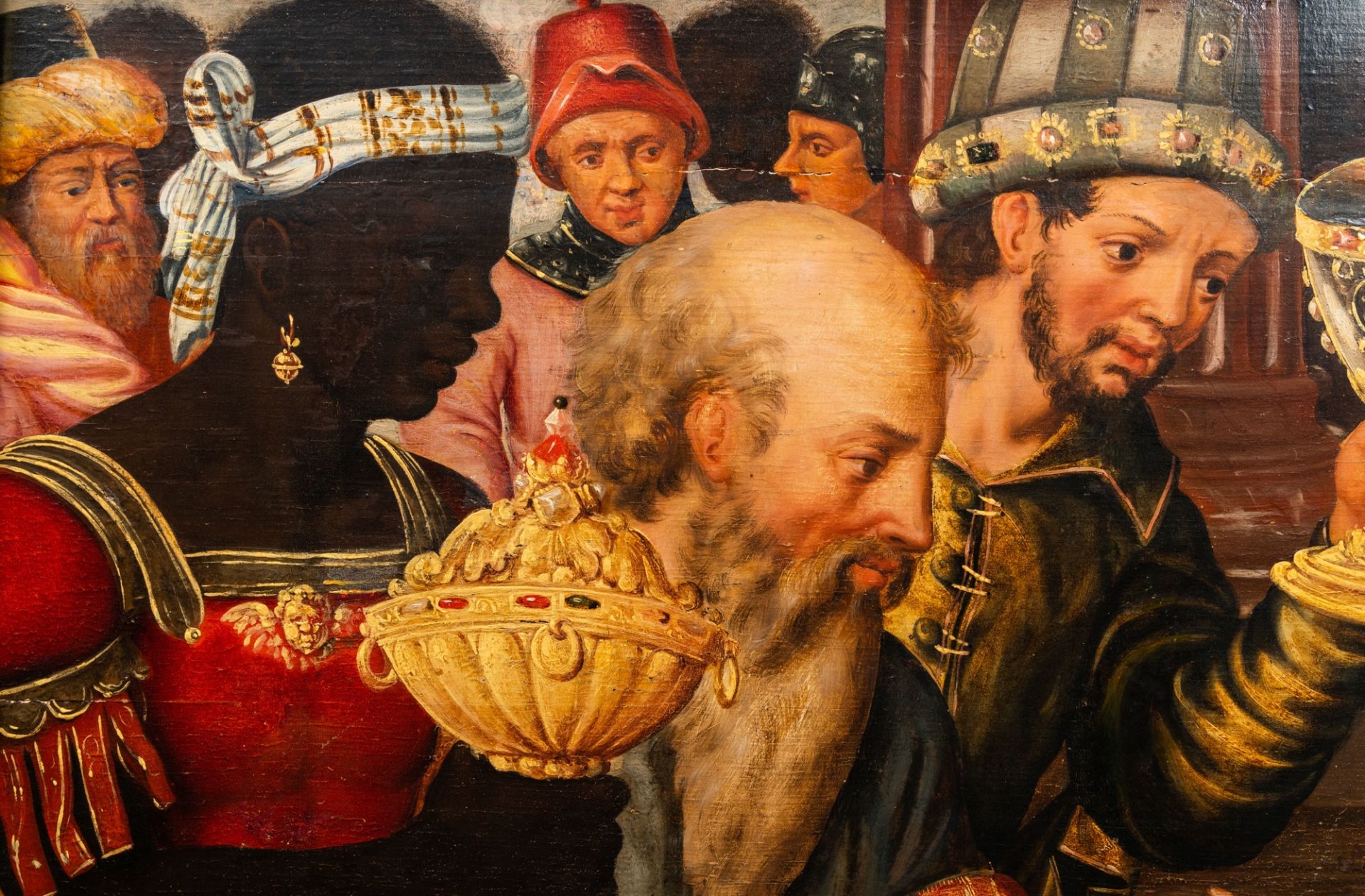 German school: Adoration of the magi, oil on panel, 16th C. - Image 5 of 7