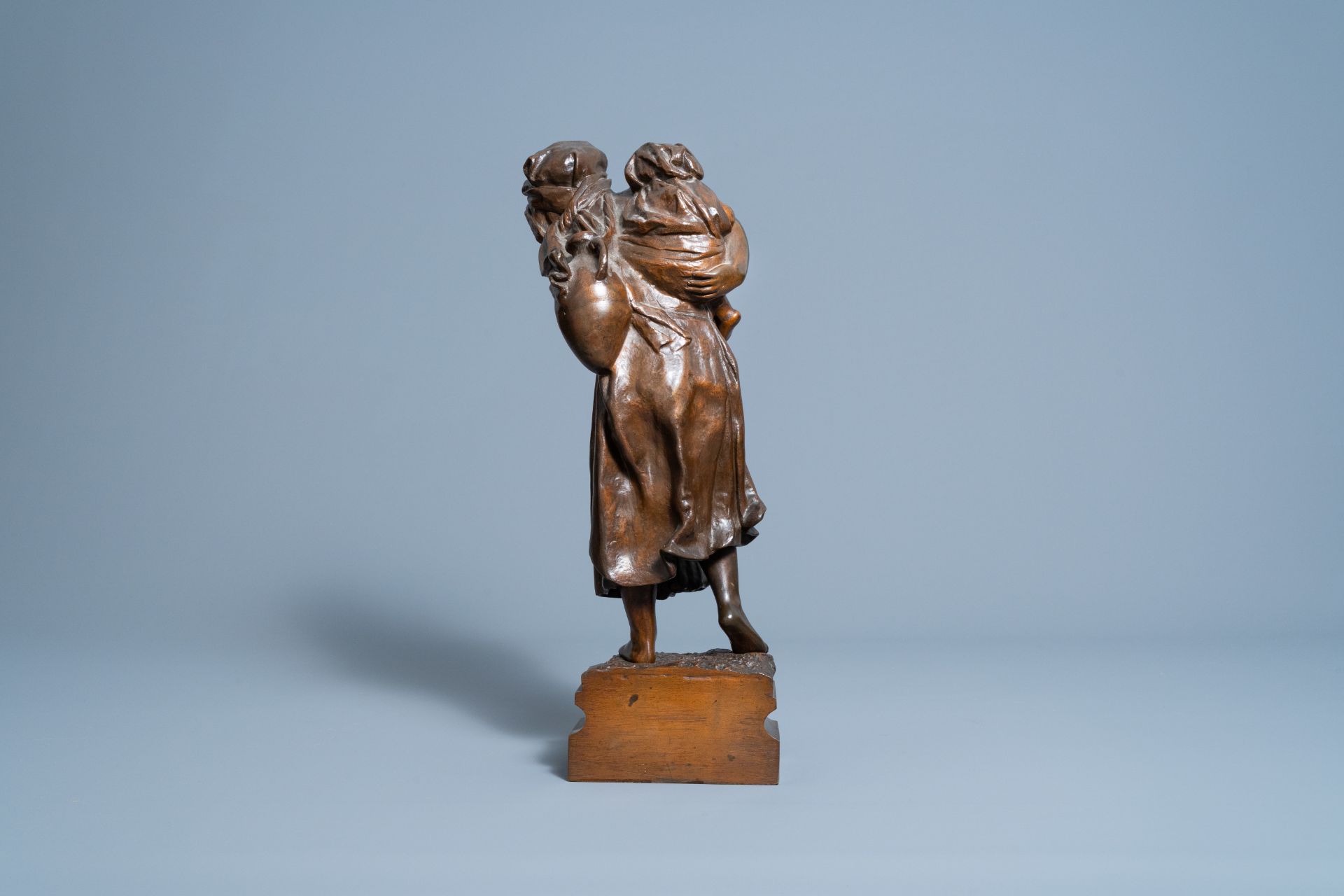 Emile Franois Rousseau (1853-?): Oriental mother and child, brown patinated bronze - Image 4 of 8