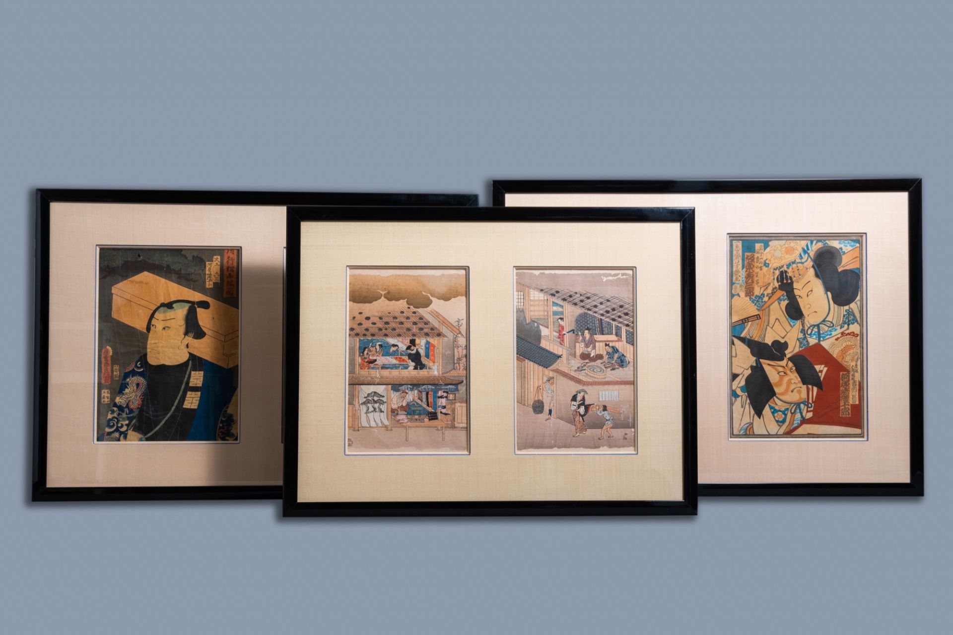 Six various Japanese Ukiyo-e woodblock prints, 19th/20th C.