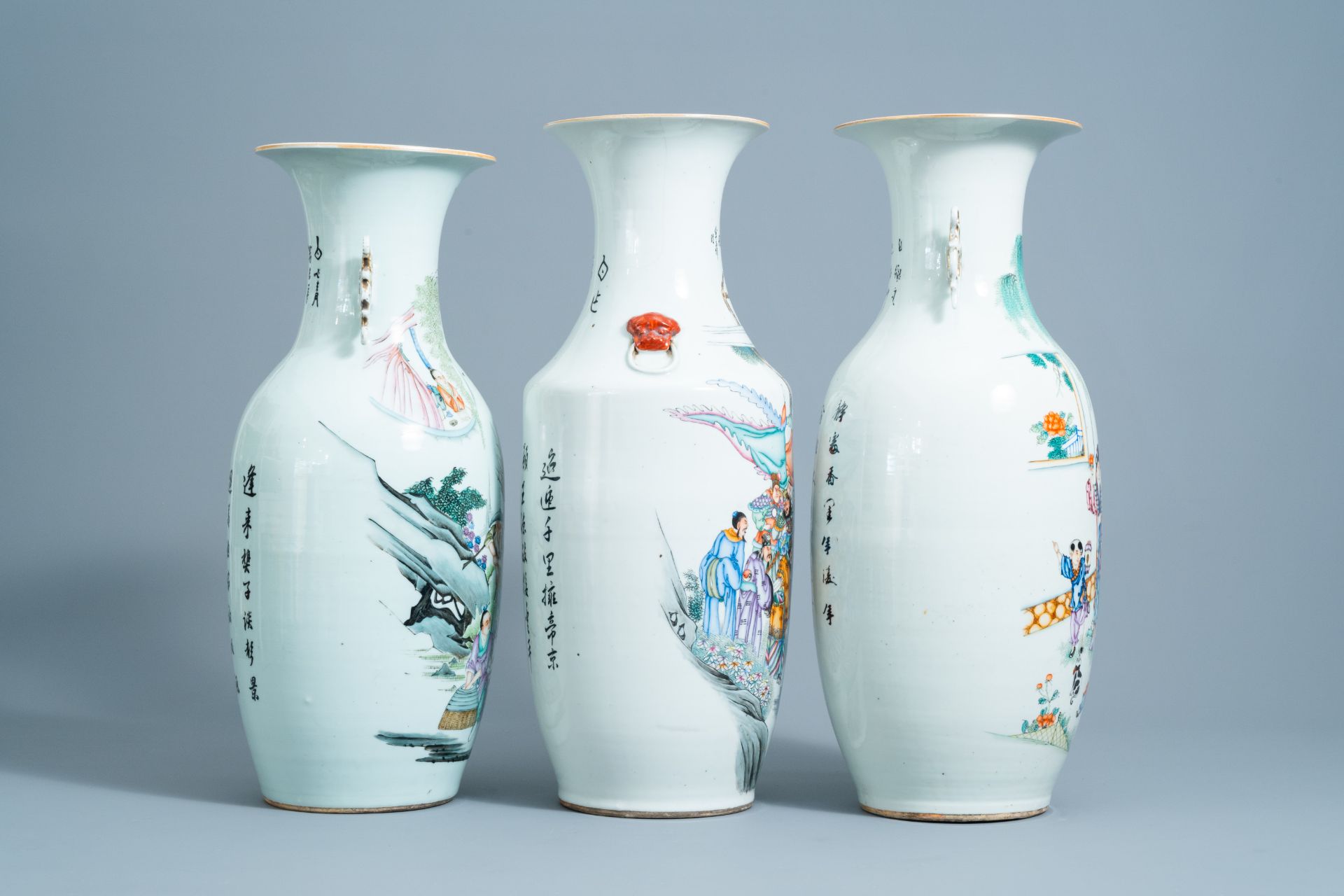 Three various Chinese famille rose vases, 19th/20th C. - Image 4 of 6