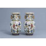 A pair of Chinese cloisonnŽ 'antiquities' vases, ca. 1900