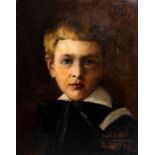 Georges Meyer (? - ca. 1912): Portrait of a boy, oil on canvas, dated (18)87