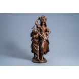 Mathurin Moreau (1822-1912): 'Le retour de la moisson', brown patinated bronze