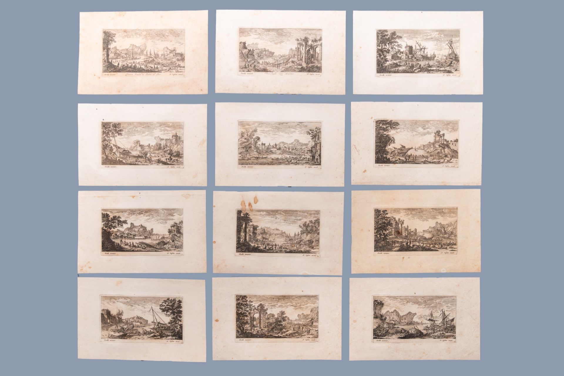 Nicolas Perelle (1631-1695): Twelve various harbor views, etchings, published by Nicolaes Visscher I