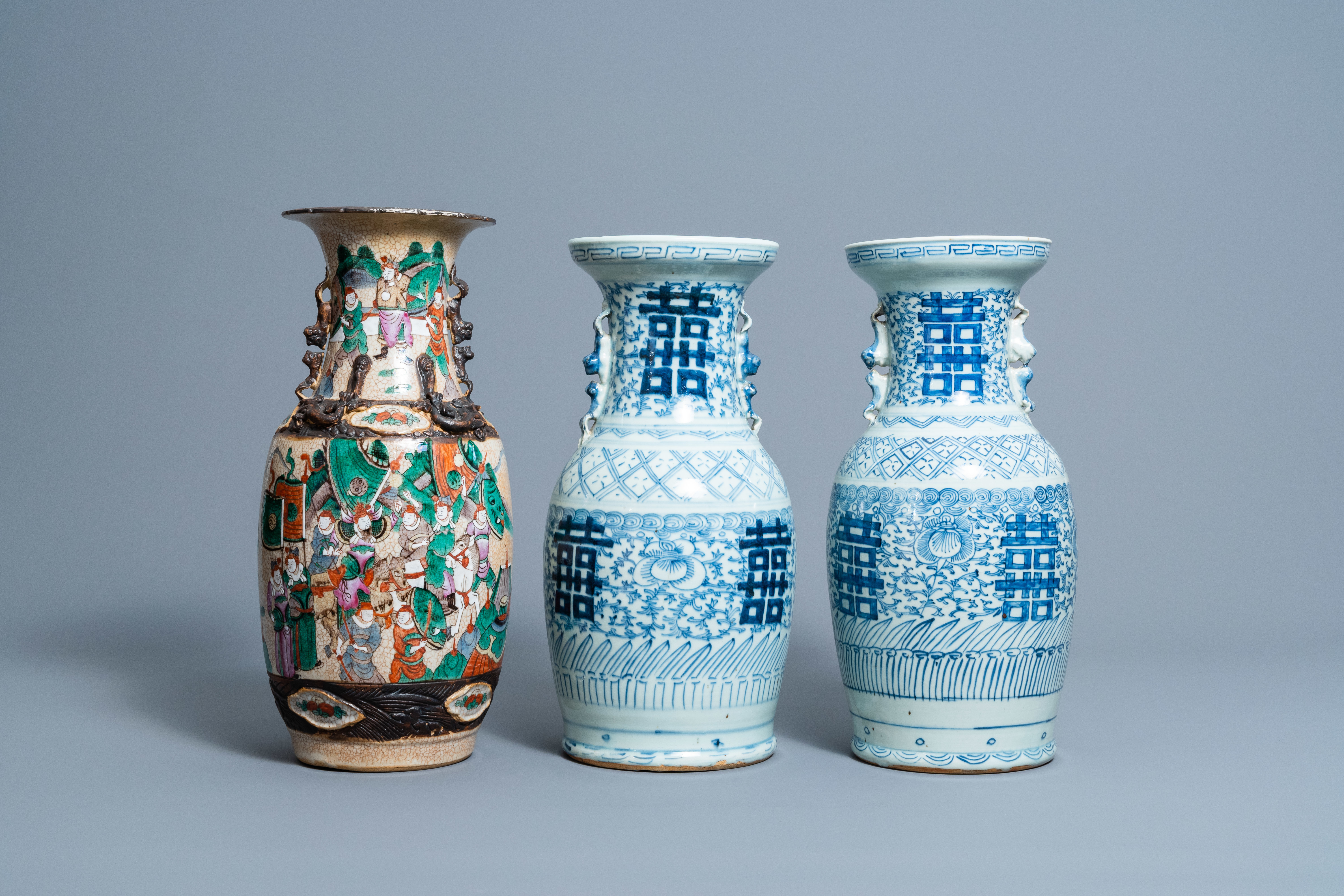 A varied collection of Chinese blue, white and Nanking crackle glazed famille rose porcelain, Qianlo - Image 2 of 9