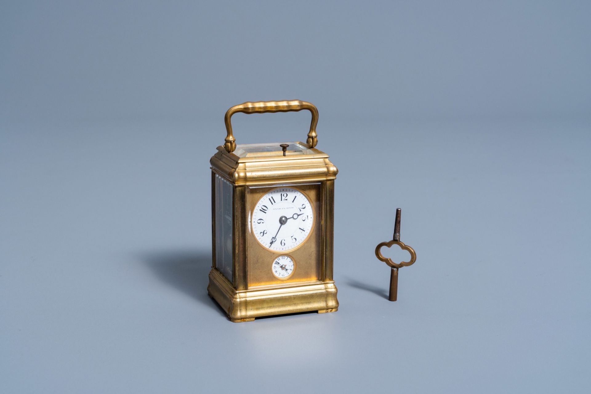 A French-Russian gilt brass Pavel Bure (Paul BuhrŽ) carriage clock, 'Margaine Paris' mark, ca. 1900