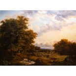 English school: Impressive landscape with a babbling brook, oil on canvas, 19th C.