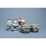 A varied collection of Chinese Nanking crackle glazed famille verte porcelain and a 'dragons' vase,