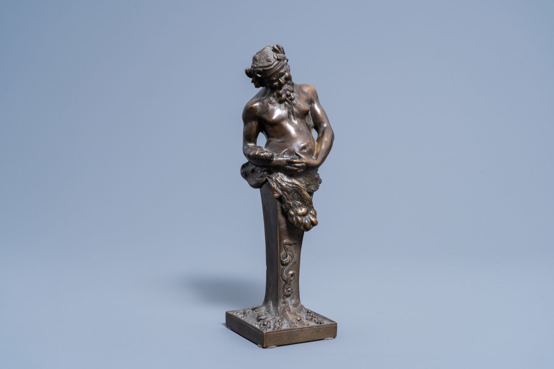 Clodion (1738-1814, after): Satyr, brown patinated bronze, 19th/20th C.