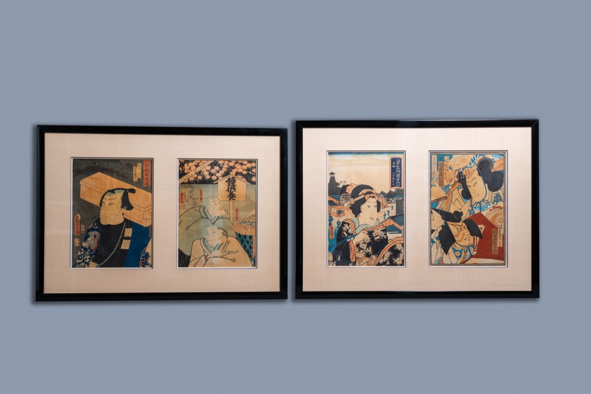 Six various Japanese Ukiyo-e woodblock prints, 19th/20th C. - Bild 8 aus 11