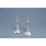 A pair of Ghent Louis XV silver candlesticks, dated (17)75 and (17)88