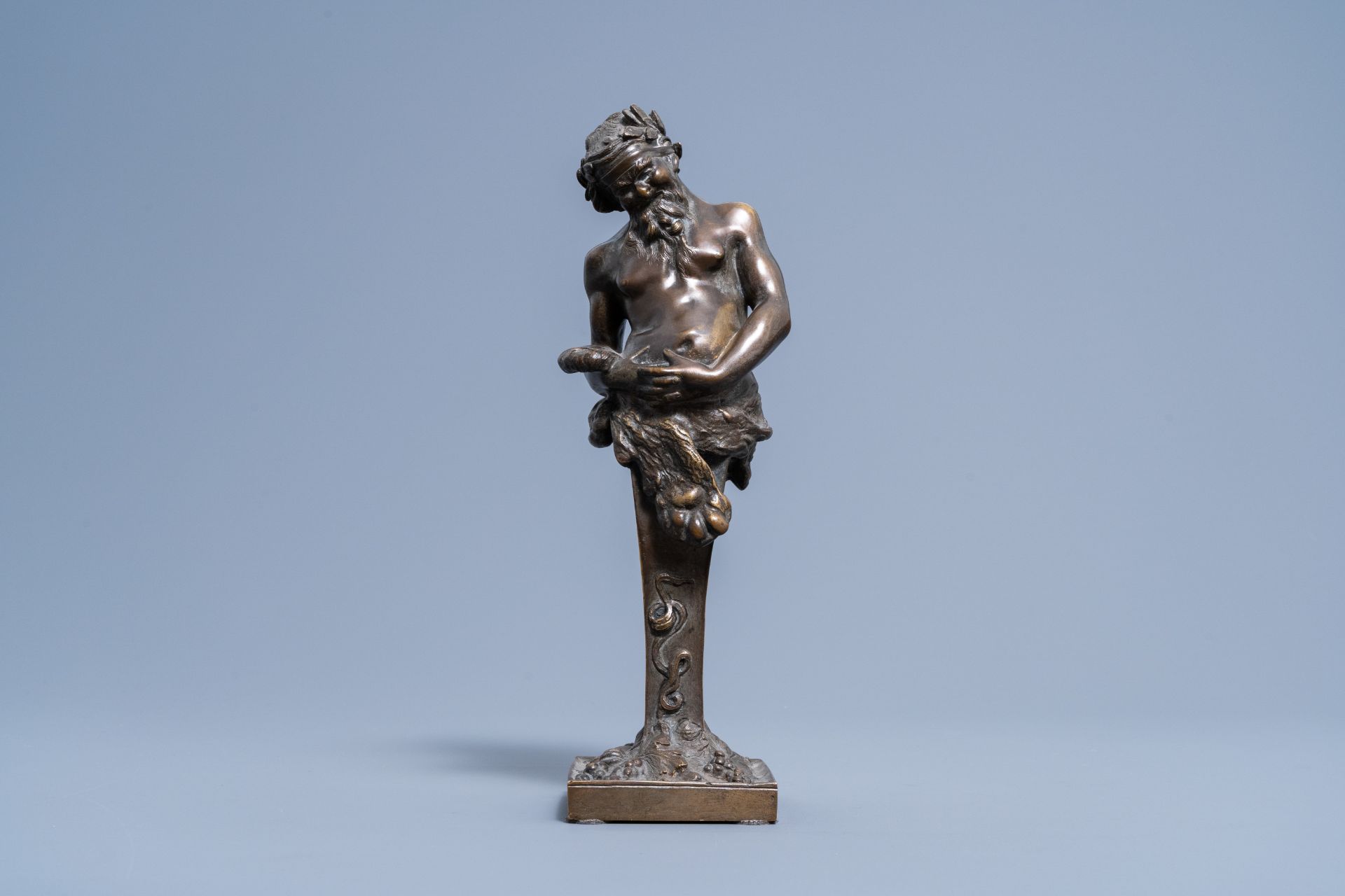 Clodion (1738-1814, after): Satyr, brown patinated bronze, 19th/20th C. - Image 3 of 9