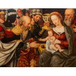 German school: Adoration of the magi, oil on panel, 16th C.