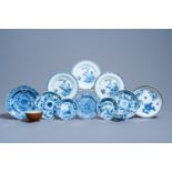 A varied collection of Chinese blue and white porcelain, Kangxi/Qianlong