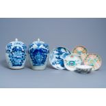 A varied collection of Chinese blue, white and famille rose porcelain, 19th/20th C.
