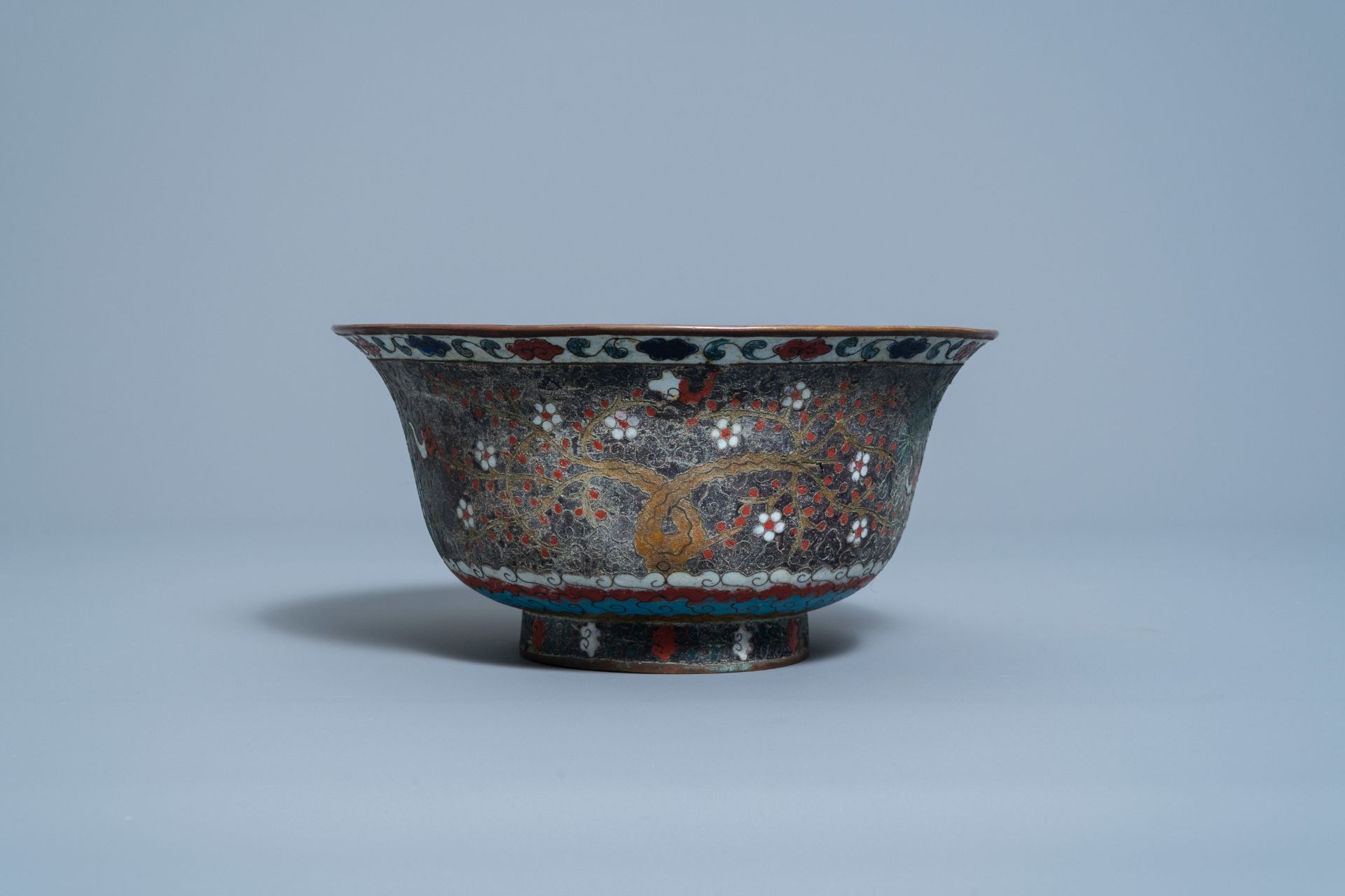 A Chinese cloisonnŽ 'Three friends of winter' bowl, Ming - Image 4 of 8