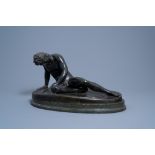 After the antique: The Dying Gaul, patinated bronze on a vert de mer marble base, 19th/20th C.