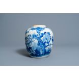 A Chinese blue and white jar with a pheasant among blossoming branches, 19th C.