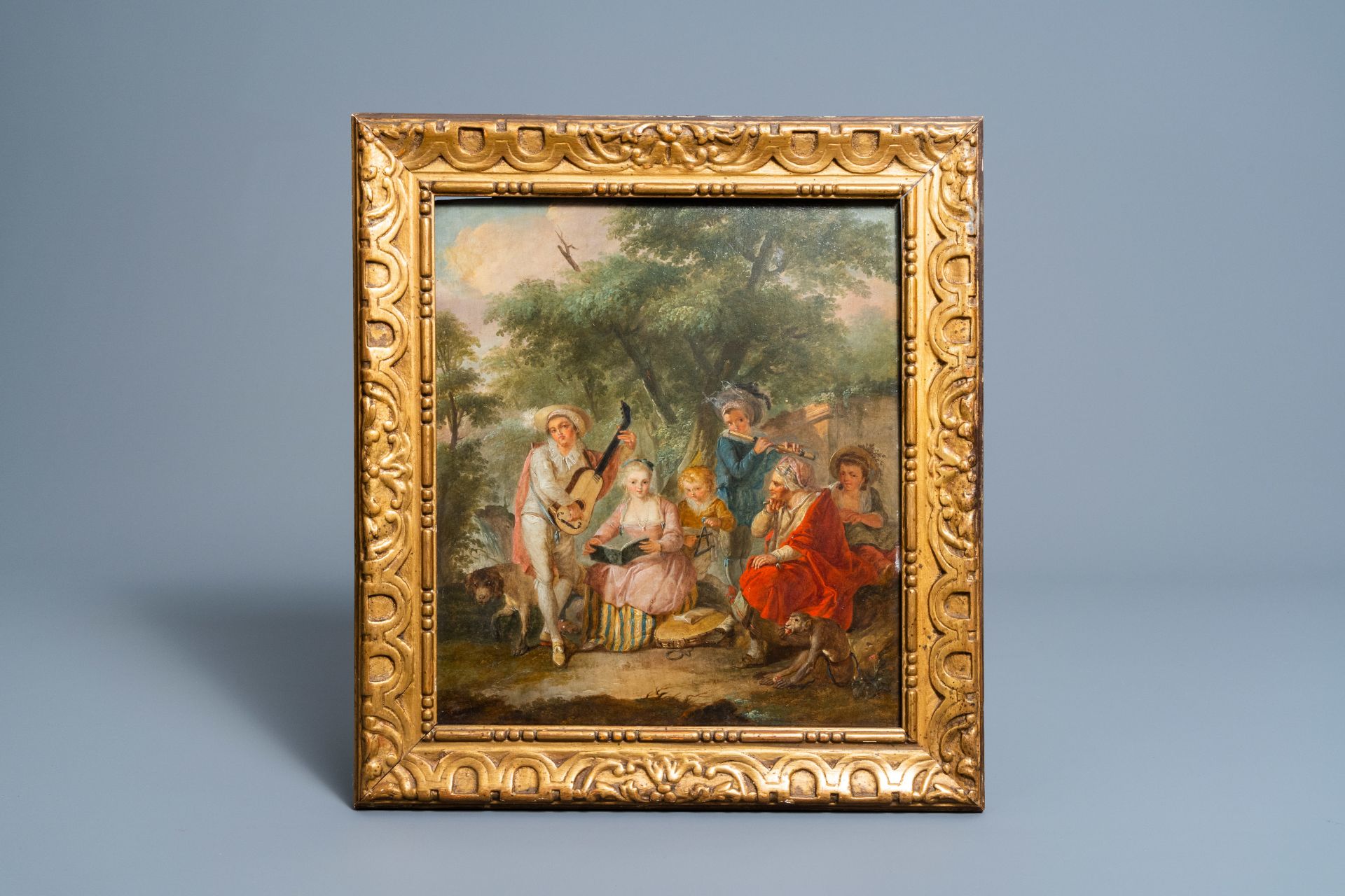 French school: The musical interlude, oil on panel, ca. 1800 - Image 2 of 4