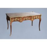 An extremely fine French Louis XV style gilt bronze chinoiserie mounted kingwood bureau plat, mid 18