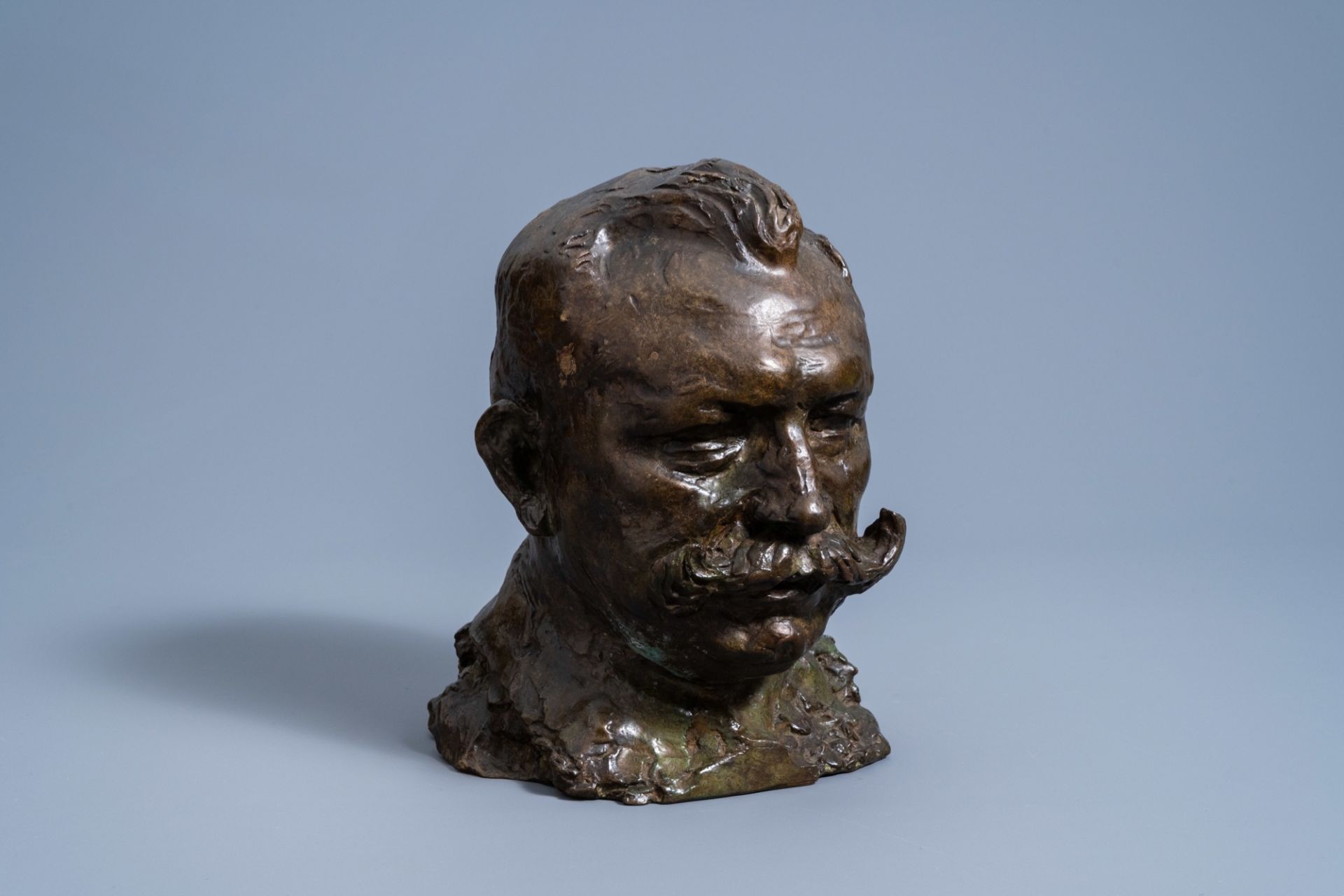 Belgian school, monogrammed A.D. (possibly Albert Constant Desenfans, 1845-1938): Portrait bust of a