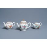 Three Chinese famille rose teapots with floral design, Yongzheng/Qianlong