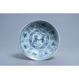 A Chinese blue and white Swatow 'dragons chasing the pearl' charger, Ming