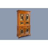 A Chinese Straits or Peranakan market gilt wood four-door cabinet, 19th C.