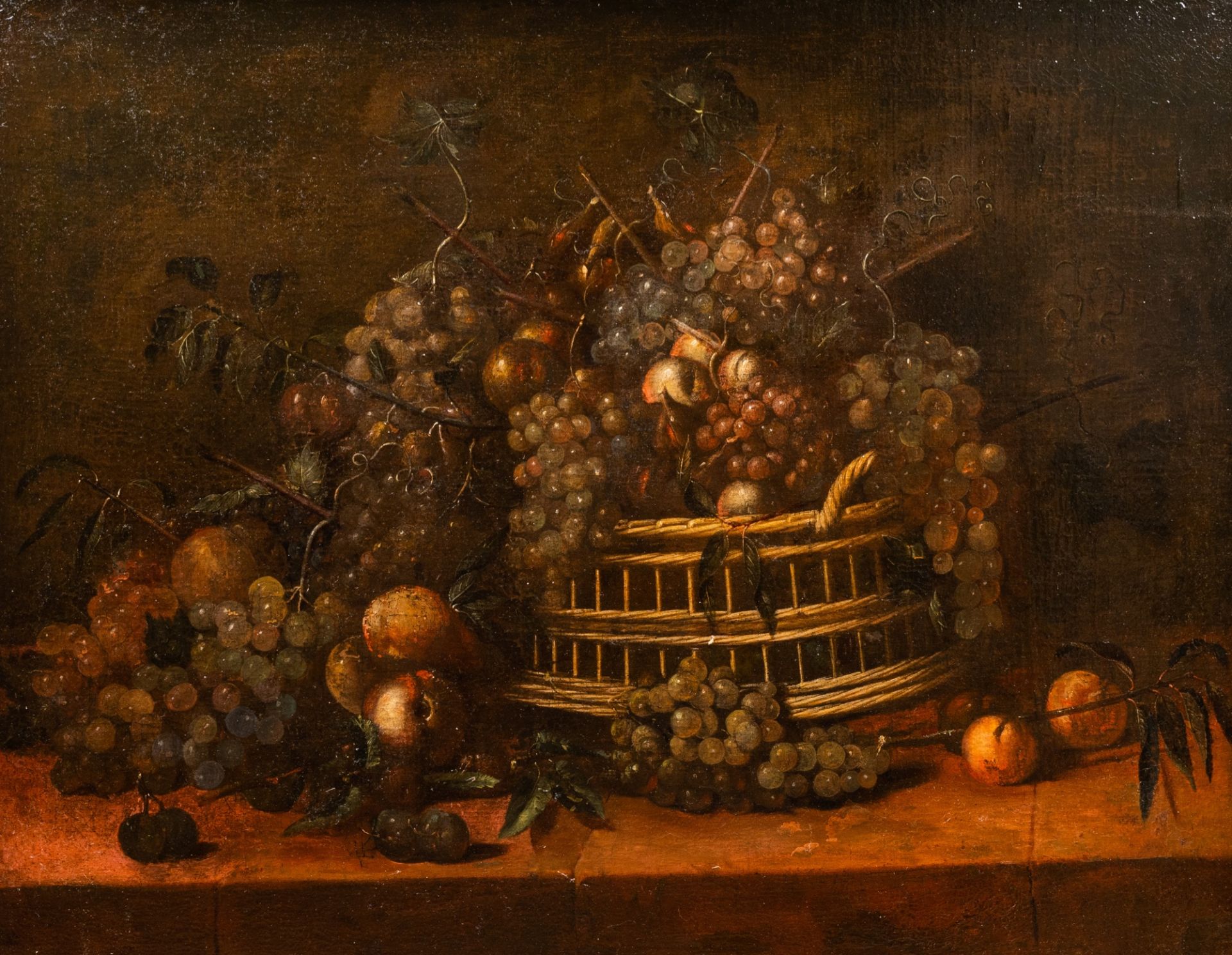 Italian or French school: Still life with fruit, oil on canvas, ca. 1700