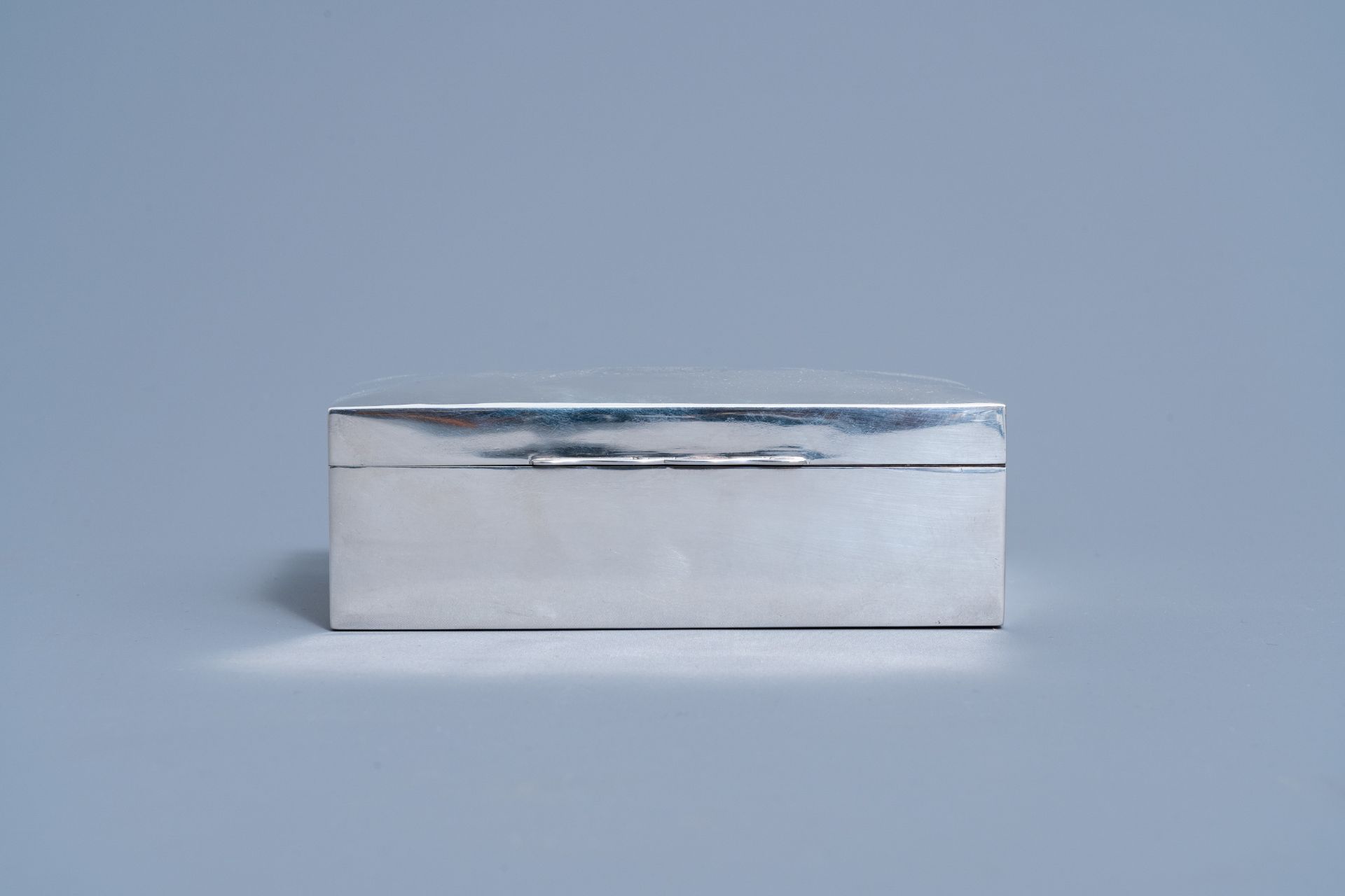 An English silver box and cover with monogram R.M.S. (Sutherland), Birmingham, maker's mark C.B., 92 - Image 4 of 12