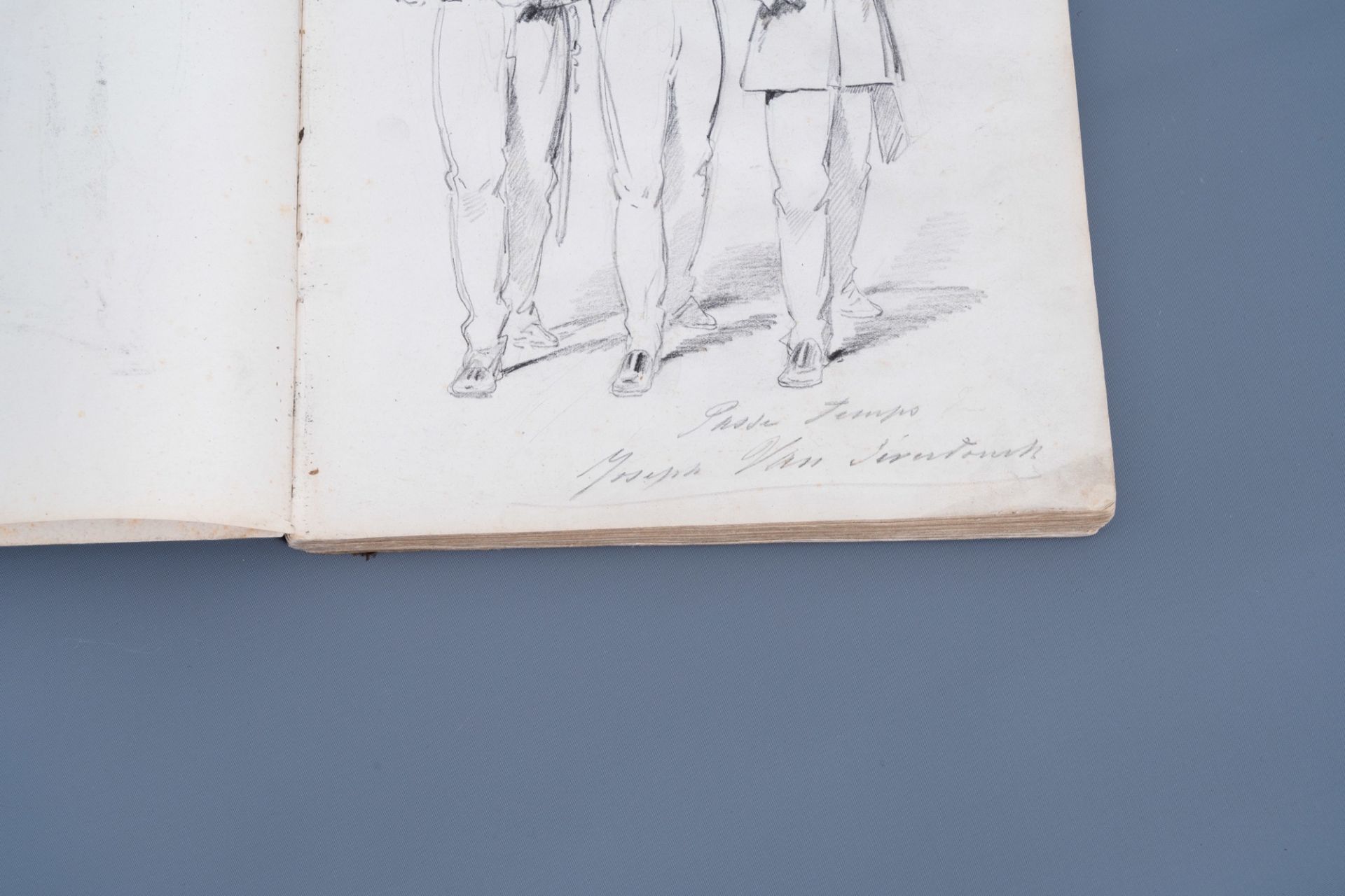 Joseph Van Severdonck (1819-1905): A sketchbook with about ninety drawings, mainly military depictio - Image 8 of 17