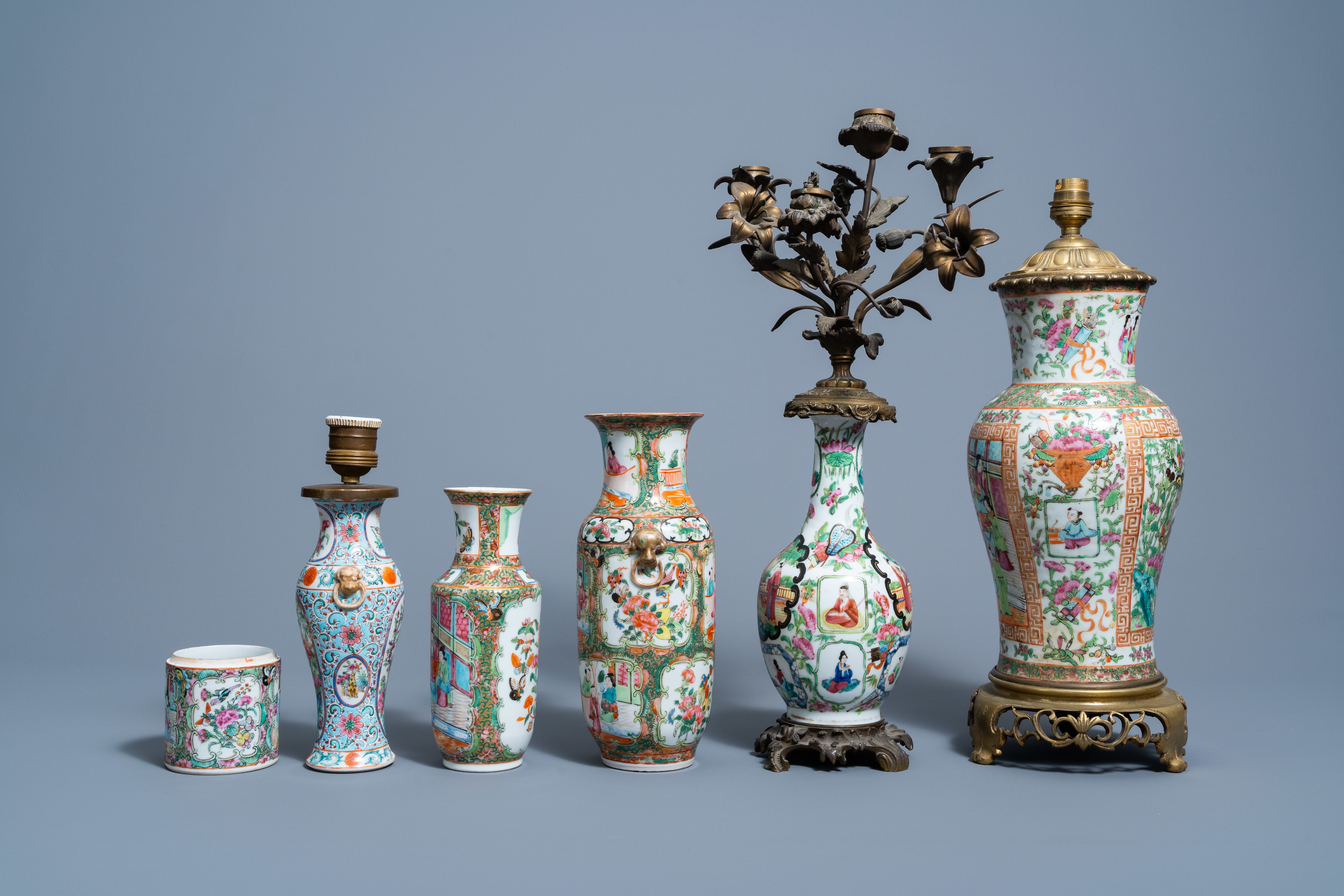 A varied collection of Chinese Canton famille rose porcelain, 19th C. - Image 3 of 7