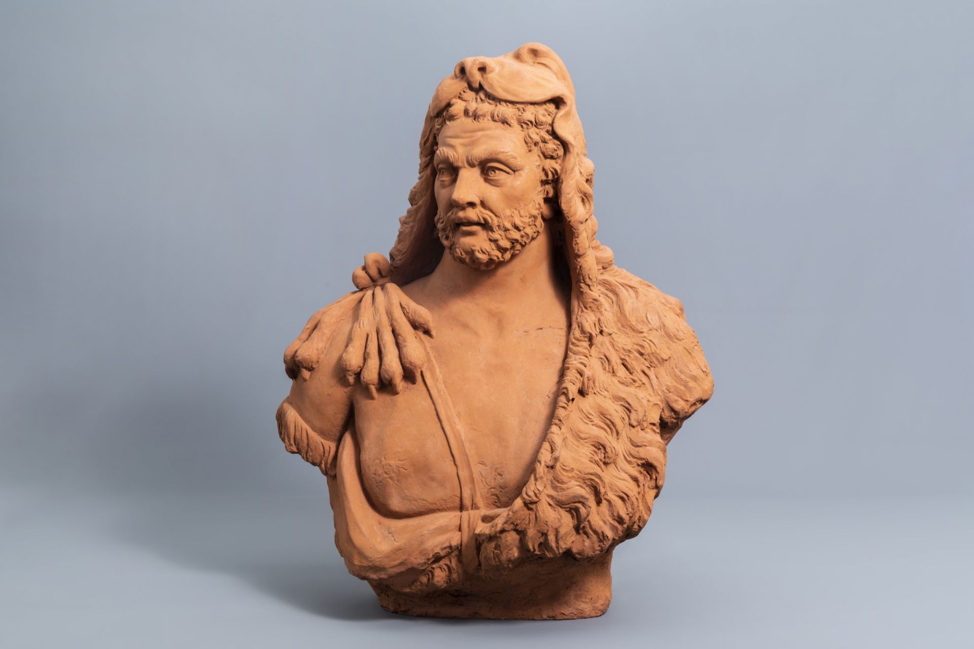 Flemish school, after Lucas Faydherbe (1617-1697): 'Hercules', terracotta, 19th C. - Image 3 of 9