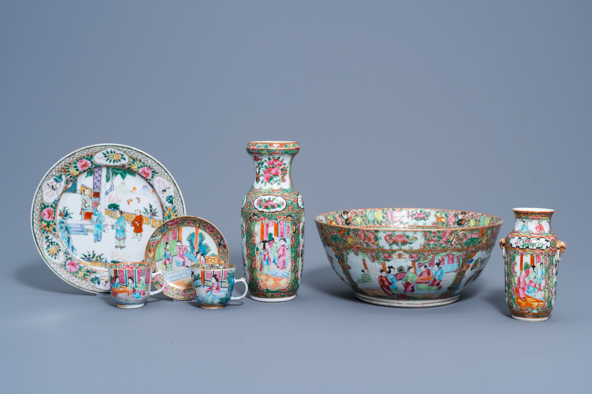 A varied collection of Chinese Canton famille rose porcelain, 19th C.