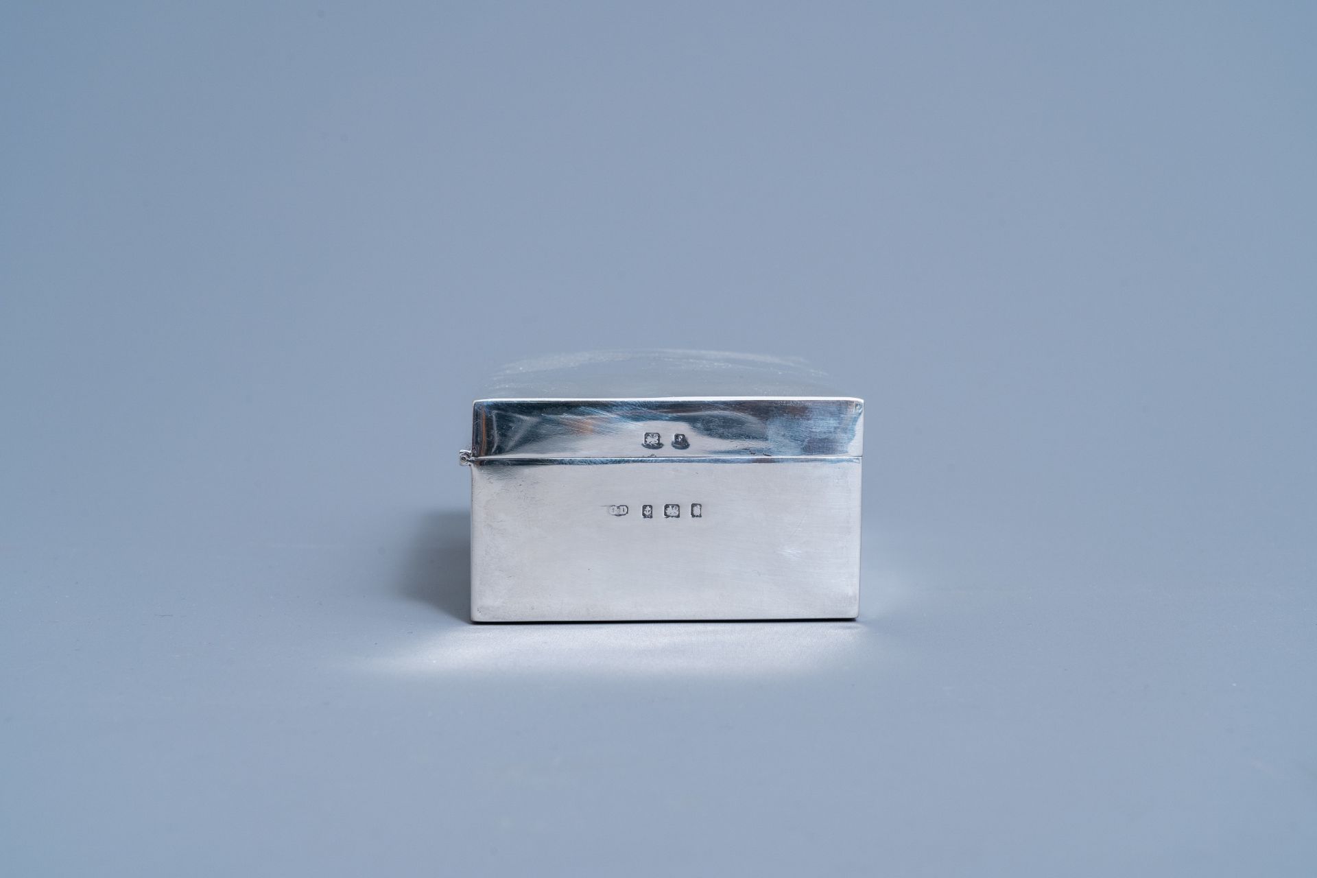 An English silver box and cover with monogram R.M.S. (Sutherland), Birmingham, maker's mark C.B., 92 - Image 7 of 12