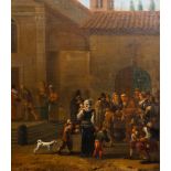 Dutch school: The food distribution, oil on canvas, 17th C.