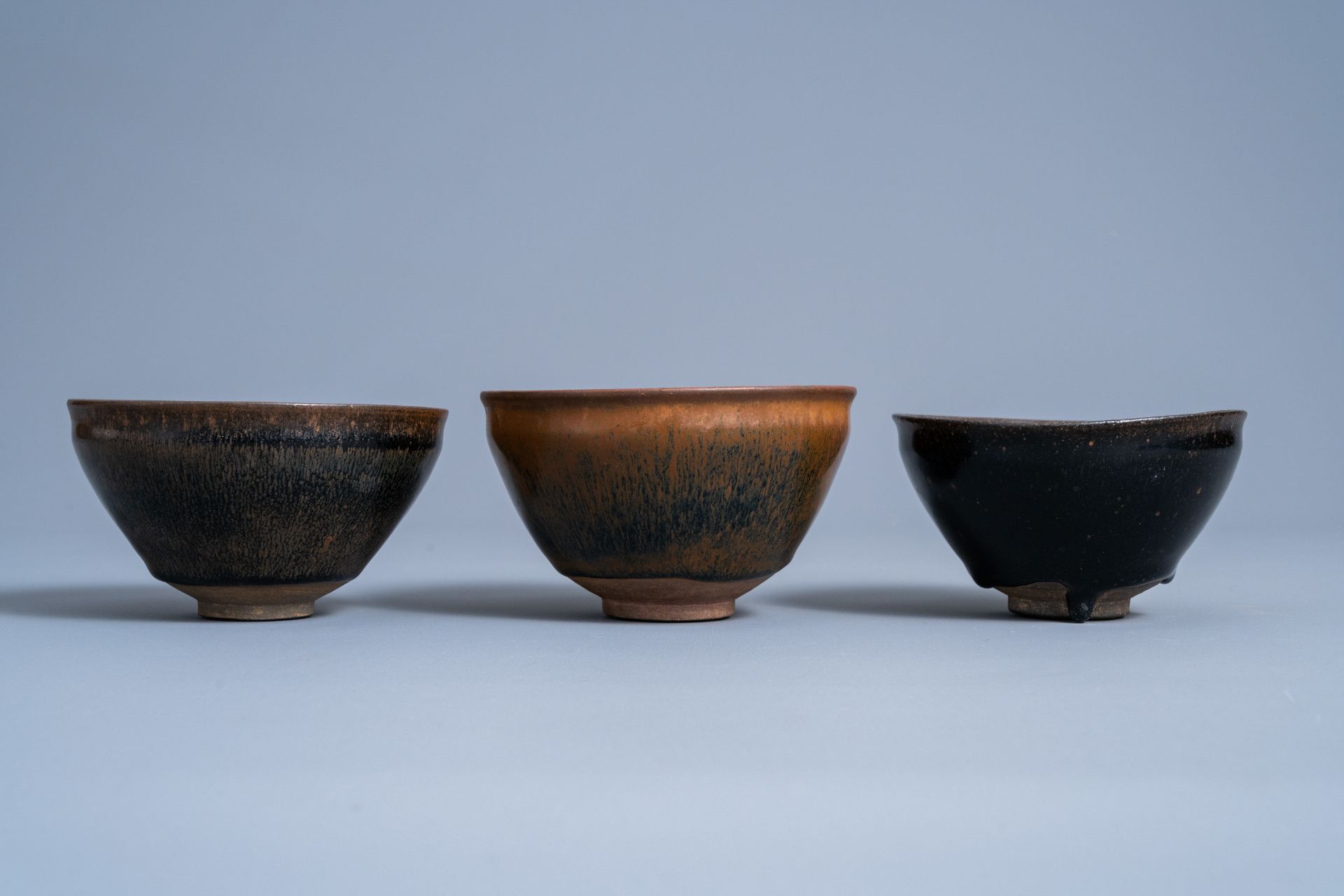 Three Chinese Jian 'hare's fur' tea bowls, Song or later - Image 4 of 8