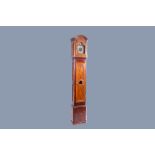 A large French wood longcase clock with various wood inlays, 19th C.
