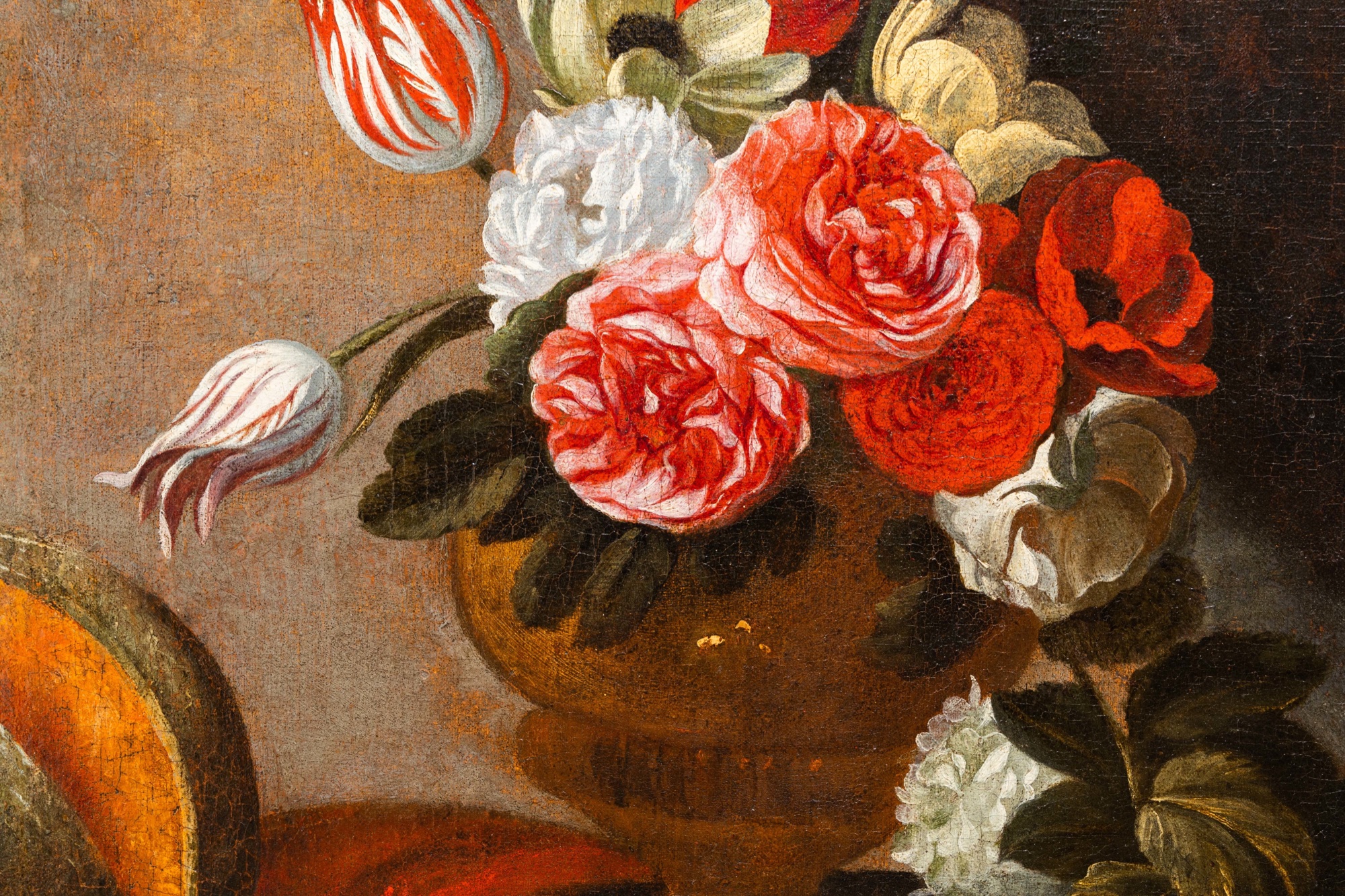 Michel Bouillon (active 1638-1674): Still life with flowers and melon, oil on canvas, 17th C. - Image 5 of 5