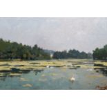 Jean-Baptiste Degreef (1852-1894): Ponds at Auderghem, oil on panel