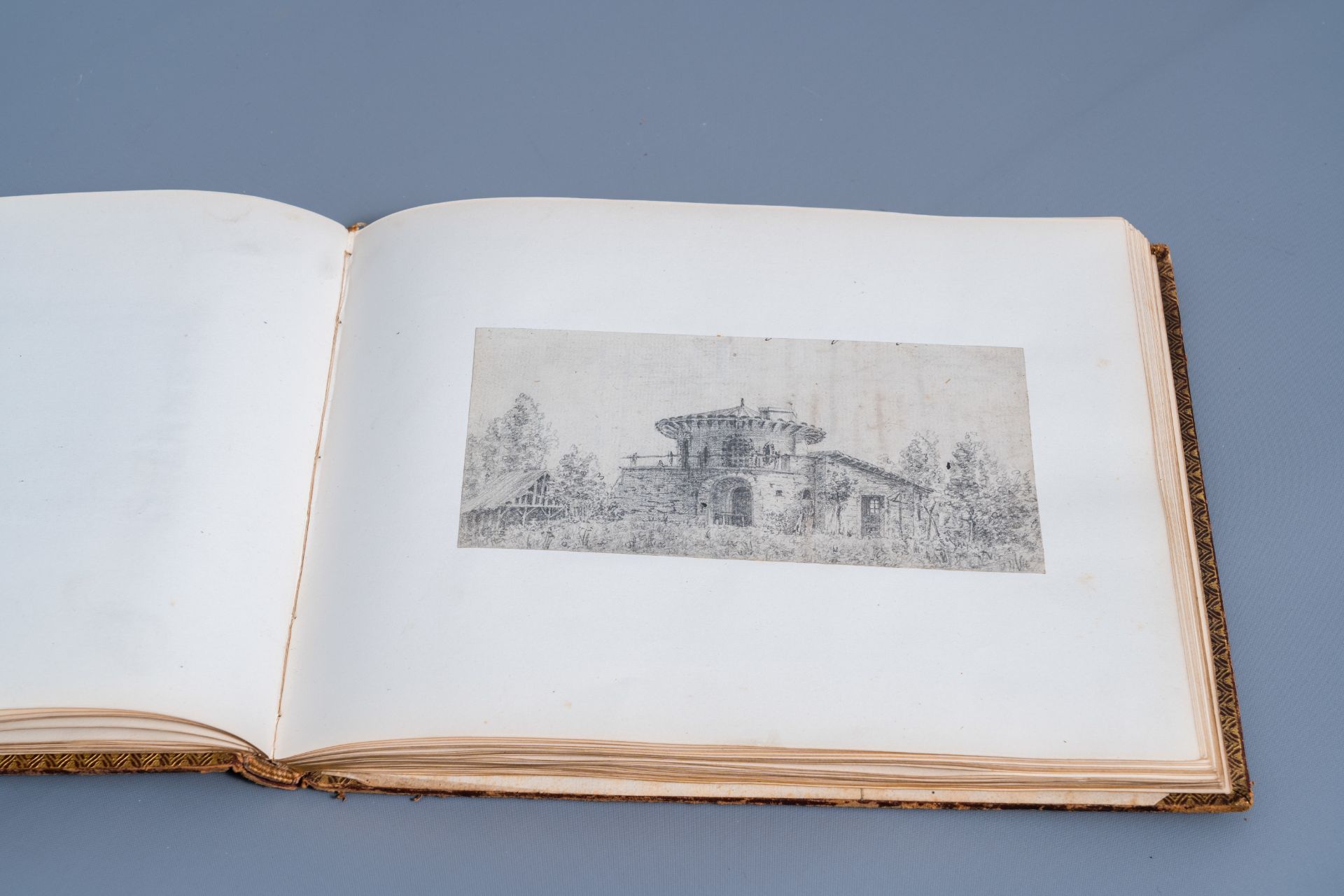 An album amicorum with monogram F.G. with various drawings, etchings and engravings, dated 1842 - Bild 9 aus 15