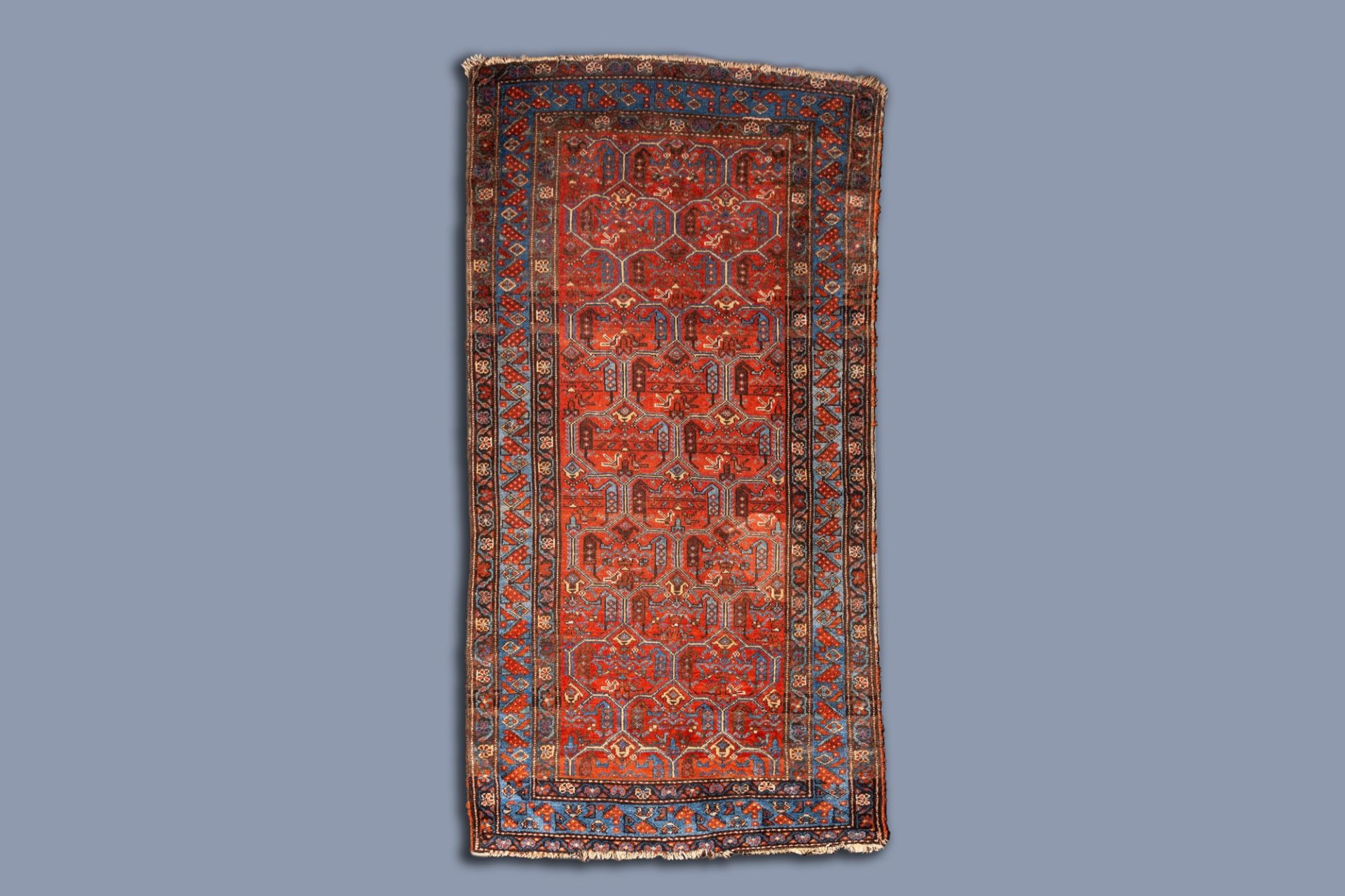 An Oriental Qashqai rug, wool on cotton, Iran, 20th C.