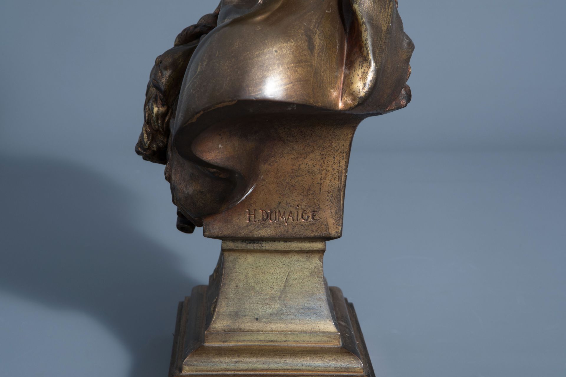 Henry Etienne Dumaige (1830-1888): 'Daphnis', patinated bronze - Image 6 of 9