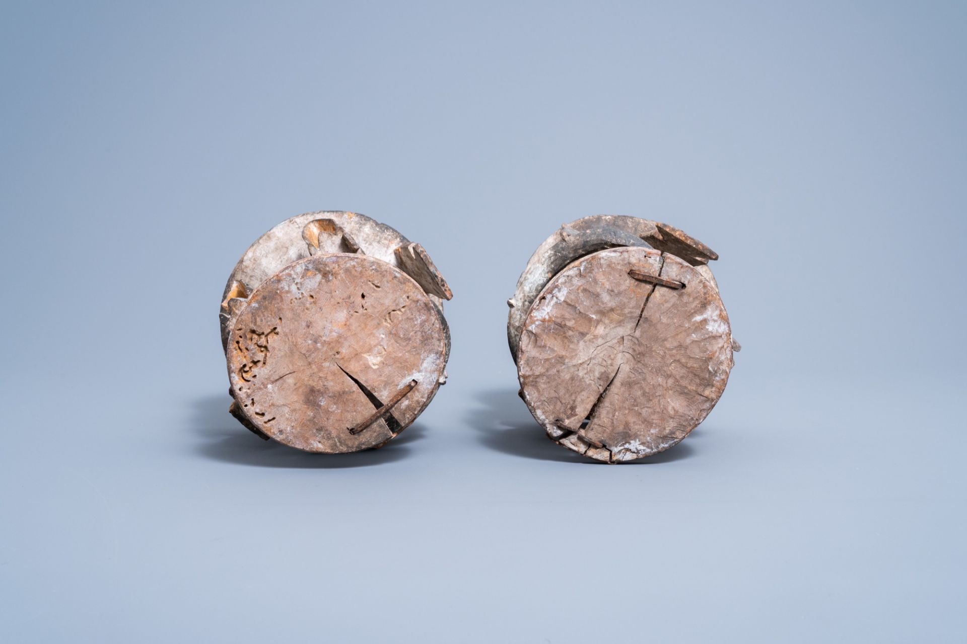 A pair of carved wood and polychrome painted 'Ifa divination' bowls with birds, Yoruba, Nigeria, 20t - Image 8 of 8